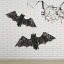 Glooglitter 2 Pack Rattan Bats with Hanging Loops Halloween Lights 3D Lit Woven Bats with Timer Remote for Rustic Modern Farmhouse Decorations