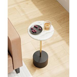 Drink Table Pedestal, Round Side Table, Drink Tables for Small Spaces, Pedestal End Table, Small Pedestal Table (Black Gold)