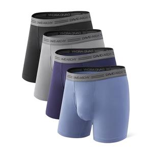 DAVID ARCHY Men's Underwear Boxer Briefs 4 Pack Ultra Soft Breathable Moisture-Wicking Viscose with Fly Pouch Tag less No Roll, M