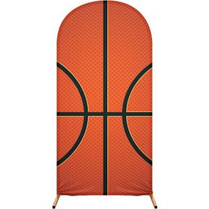 7.2 ft Basketball Party Arch Backdrop Cover Basketball Theme Arch Spandex Stretch Backdrop Stand Cover for Wedding Birthday Banquet Shower Ceremony Decoration