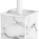 mDesign Steel Square Modern Toilet Bowl Brush and Holder for Bathroom Storage and Organization, Compact Free-Standing Design, Covered Brush - Sturdy, Deep Cleaning - Citi Collection - Marble