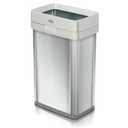 CLOROX 13 Gallon Trash Can - 50L Slim Open Top Garbage Bin for Commercial Spaces, Kitchen, Office - Narrow Rectangular Stainless Steel Body with Hinged Rim Protection