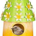 BAYN Hanging Bird House for Outside, 2 Story Double Hole Metal Birdhouse for Outdoor Hanging Handwork Bird Nest Decorative Garden Decor Outdoor