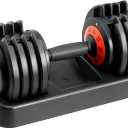 HYPATA 55 lbs Single Adjustable Dumbbell Set, Adjust Dumbbell Weight for Exercises with Tray for Full Body Workout