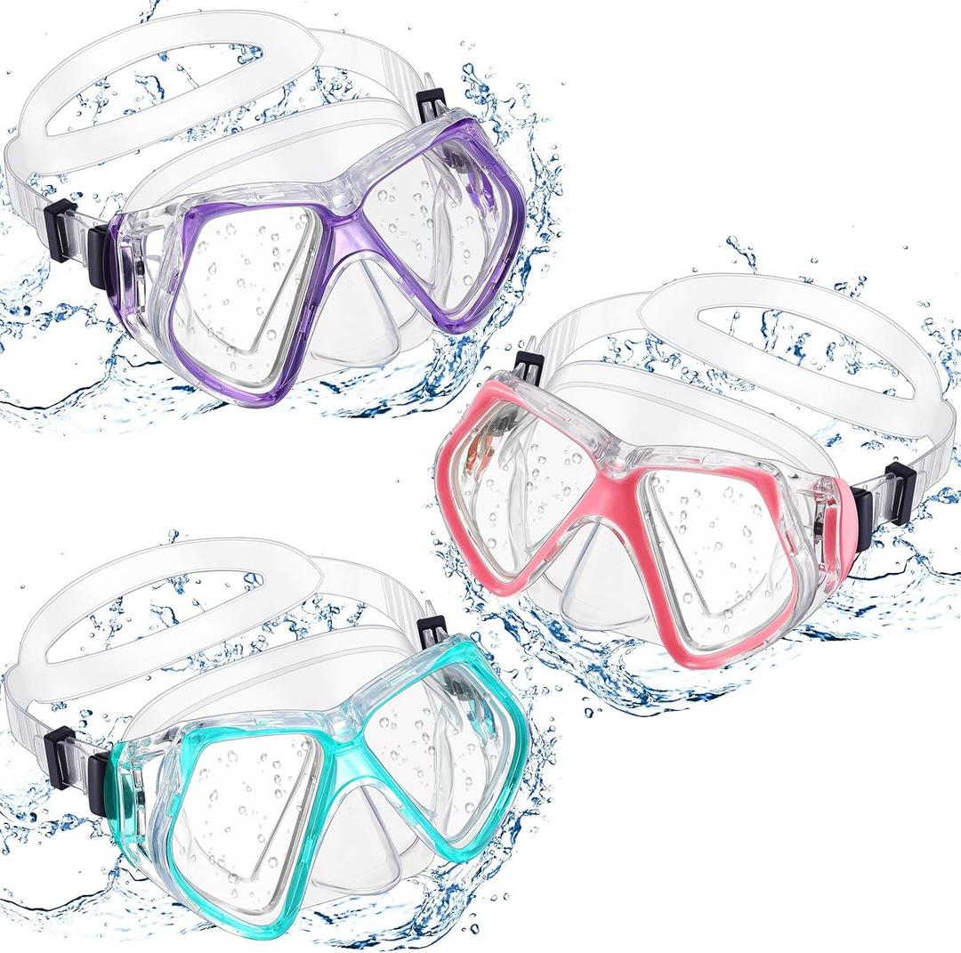 Fabbay 3 Pieces Swimming Diving Goggles With Nose Cover Adult Swim Snorkel Goggle Swim Goggle Pack Pool Goggles For Youth Men Women