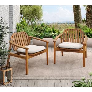 Outdoor Club Chair Set with Cushions Set of 2, 29.5"H x 28.5"W x 30.75"D