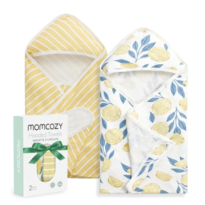 Momcozy Baby Towel with Hooded - Ultra Soft & Absorbent Large Bath Towel Set for Comfort & Gentle on Baby's Skin - Med Thick& Durable -Shower Gift & Bath Essential for Newborn, Infant, Toddler