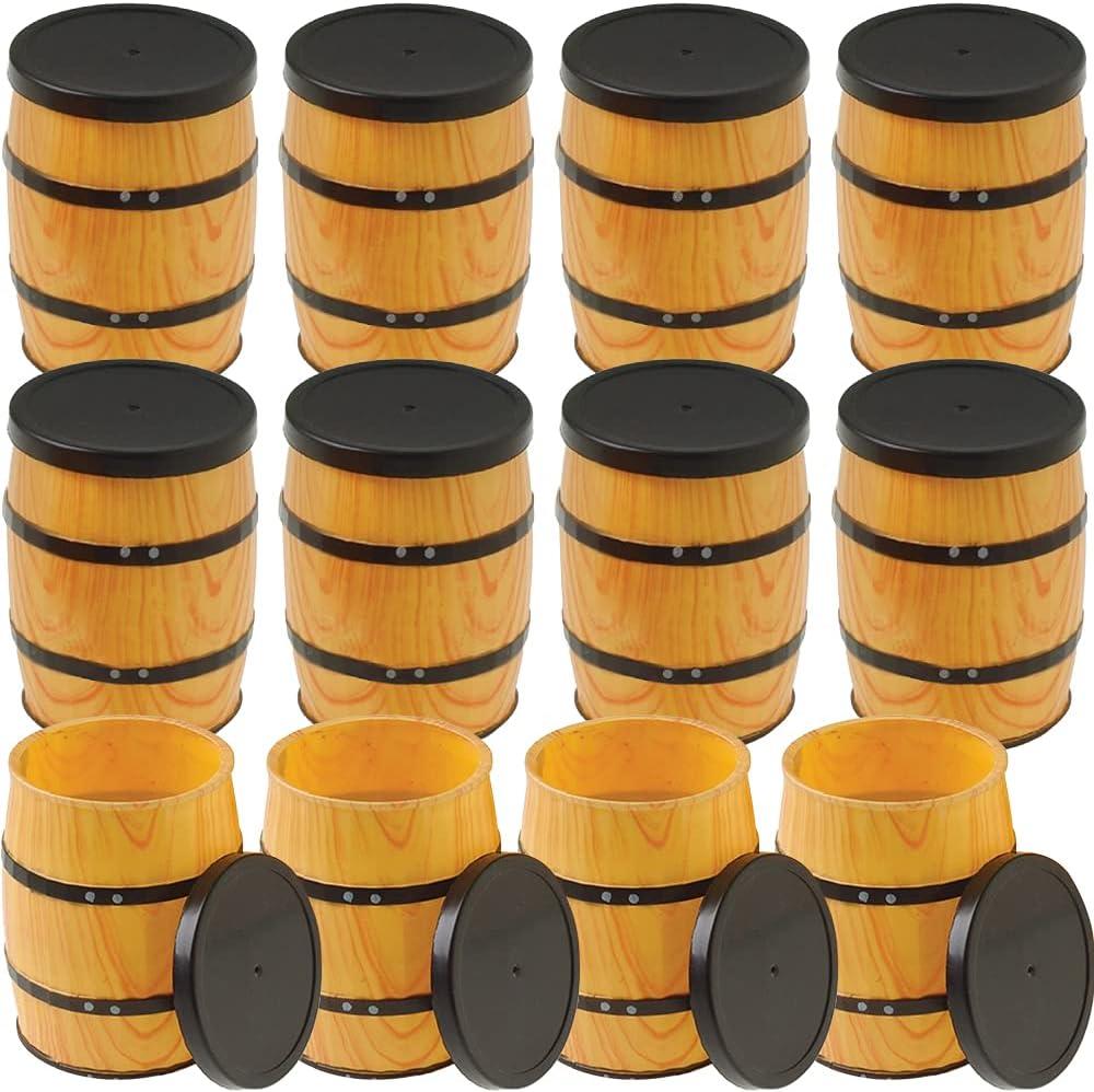 ArtCreativity Mini Barrel Containers, Set of 12  Fun Western Party Favors and Decorations, Unique Treat Holders with Lids, Perfect for Candy, Birthday Parties, and Barrel-Themed Decor