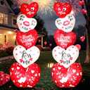 Fourluoo 2 Pcs 5.3ft Valentines Day Inflatable Heart Outdoor Yard Decoration Blow up Heart Yard Decor with LED Lights Romantic Sweet Hearts for Valentine's Day Party Indoor Garden Lawn Porch Decor