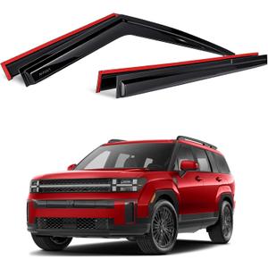 AUXKO Rain Guards for Hyundai Santa FE 2024 2025 2026, Window Vent Visor Accessory - 3M Tape Rain Guard Window Visors for Santa FE Car Windows, Tape-On Side Window Wind Deflectors & Visors Smoke (Black)