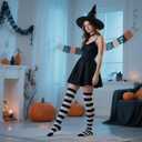 3 Pairs Halloween Long Striped Knee High Socks for Women Witches Striped Costume Leggings High Tights Socks