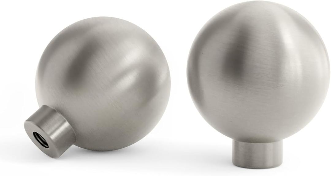 Goldenwarm 10 Pack Brushed Nickel Cabinet Knobs Brushed Satin Nickel Knobs for Dresser Round Ball Kitchen Drawer Hardware Single Hole