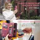 GooodiDEAR for Samsung A25 Case, Shockproof Card Holder Flip Magnetic 2-in-1 Detachable Zipper Slots Wallet Cover for Samsung Galaxy A25 5G, Anti-Scratch Leather TPU Bumper Luxury Purse Holster, Red