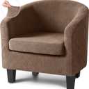 VANSOFY Club Chair Slipcover 2 Piece Stretch Barrel Chair Covers Jacquard Tub Chair Slipcovers Soft Armchair Sofa Cover Couch Furniture Protector1 Pack,Light Coffee
