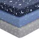 Baby Crib Sheets for Boys Girls, 28x52x8in Fitted Crib Sheet Neutral 3 Pack for Standard Crib and Toddler Mattress, Breathable Soft Microfiber Baby Sheet Blue Gray Planet