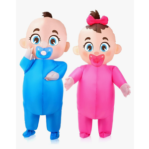 Ramede 2 Pcs Giant Inflatable Baby Costume 96 Inch Gender Reveal Ideas Boy and Girl Blow Costume Outfit for Adult Baby Shower Gender Reveal Party Halloween Christmas Cosplay Supplies