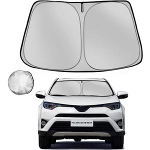 Windshield Sun Shade for Toyota RAV4 2013-2018 RAV-4 SUV Foldable Sun Sunshade for Car Front Window Blocks UV Rays and Heat Automotive Interior Protector Custom Fit Accessories
