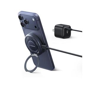 TORRAS Qi2.2 25W Wireless Charger, Magnetic Charger for Phone 17 16 15 14 13, Samsung Galaxy S26 S25, Phone Wireless Charger, Phone Charger Stand with Cable and Plug, Black