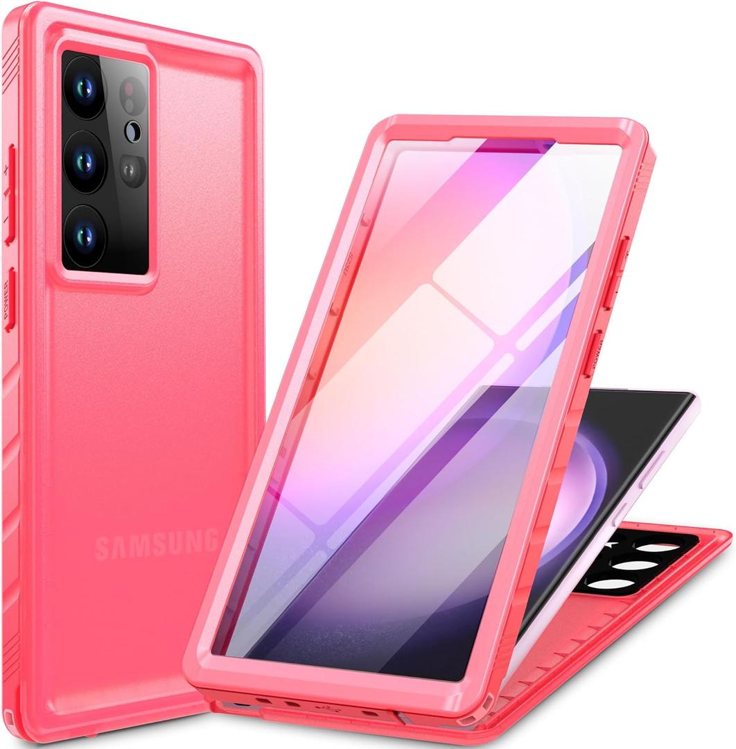 Cozycase for Samsung Galaxy S24 Ultra Waterproof Case - 360 Heavy Duty Full Body Protection/Shockproof/Dustproof/Double/Front and Back/IP68/S 24 Ultra Protective Case with Screen/Camera Protector Pink