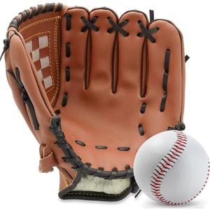 Baseball Glove, Softball Mitt, Catcher's Glove, Comfortable Softball and Baseball Mitt for Kids Youth Adults Sports and Professional Baseball, Right Hand Throw, Left Hand Glove (Brown, 9.5in)