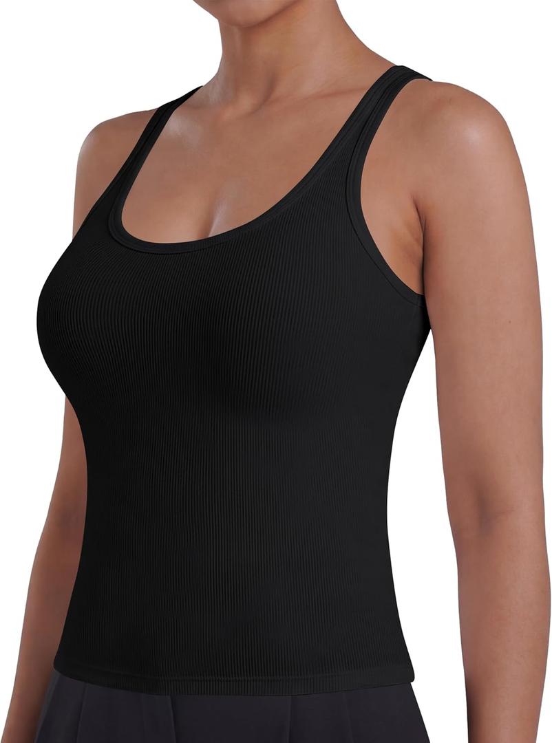 Sunzel Womens Ribbed Racerback Tank Top, Fitted Sleeveless Lyocell (M)