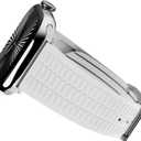 Silm Silicone Band Compatible with Apple Watch Bands 38mm40mm41mm42mm44mm45mm46mm49mm for women,Soft Silicone Replacement Strap for iWatch SE3/2/1 Series11 10 9 8 7 6 5 4 3 2 1 Ultra3/2/1 (White Band + Silver Buckle)