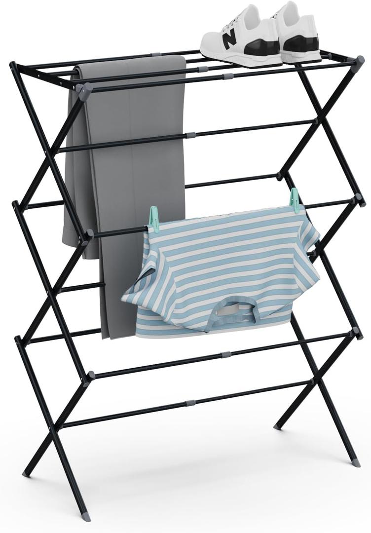 Drying Rack for Laundry, Foldable Clothes Drying Rack, Small Collapsible Dry Rack for Clothes, Use for Indoor & Outdoor Drying Clothes, Black 40"x29"x14.5"