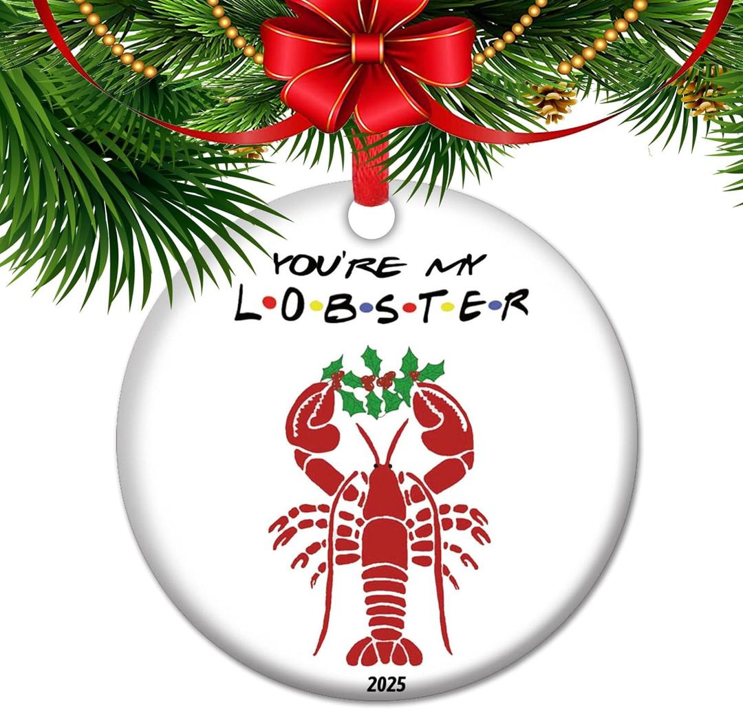 Youre My Lobster Ornament Friends TV Show Gift Anniversary Present for Partner Husband Wife Ceramic Keepsake Couples Christmas Decor (V12)