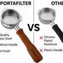 Premium 54mm Bottomless Portafilter Compatible with Breville Barista Series Triple Filter Basket Natural Wooden Handle Espresso Extraction Enhancer for Professional Crema & Flow