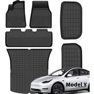 SEALIGHT Tesla Model Y Floor Mats 5 Seat 2021-2024, All Weather Custom Fit Floor Liners, 1st & 2nd Row Full Coverage, 3D Scanning Design, Non-Slip TPE Material, Waterproof & Stain-Resistant