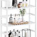 HITNET Bookshelf, 6-Tier Tall Bookcase Freestanding Bamboo Book Shelf Bathroom Storage Organizer with Adjustable Shelves, White