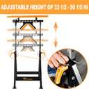 WORKESS 4 in 1 Roller Stand, Stable 440 Lbs Load Capacity with Saw Horses, V-Shaped, Multi-Directional Rollers & Outfeed Roller, Adjustable Height 33- 50, Folding for Woodworking