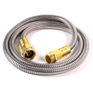 Short Metal Garden Hose 5 ft  304 Stainless Steel Water Hose Leader, Flexible Hose Extension, Small Lightweight Hose Extender,No Kink Outdoor Hose (5 ft) (Silver)