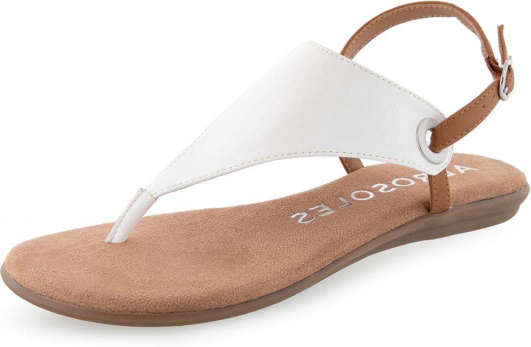 Aerosoles Womens IN CONCHLUSION Flat Sandal (White, 6)