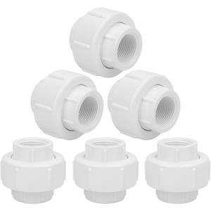 6 x 6Pcs 3/4Inch Female Threaded PVC Union Coupling Pipe Fitting (F x F) 3/4'' PVC FNPT Female Union Coupling Adapter for Sprinkler Pipe, Irrigation, Plumbing, Schedule 40, EPDM O-Ring