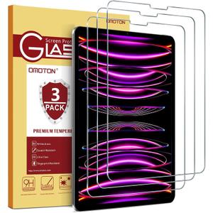OMOTON [3 Pack] Screen Protector Compatible with iPad Air 5th Generation 2022/iPad Air 4th Generation/iPad Pro 11 Inch (2021,2020,2018) Tablet - Tempered Glass Compatible with iPad Air 5/4 10.9 Inch