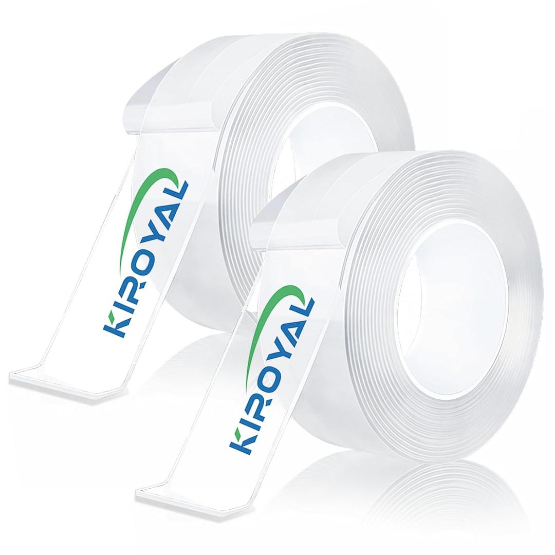 Double Sided Tape Heavy Duty, Nano Double Sided Adhesive Tape, Clear Mounting Tape Picture Hanging Adhesive Strips (2 Rolls, Total 20FT), Weatherproof for Indoor or Outdoor