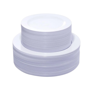 KIRE 120PCS White Plastic Plates - Heavy Duty White Disposable Plates for Party/Wedding - Include 60Pieces 10.25inch Dinner Plates - 60Pieces 7.5inch Dessert/Salad Plates
