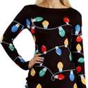 DANAZANA Women's Christmas Printed Tunic Dress Long Sleeve Crewneck Casual Costume Bodycon Dresses (Medium)