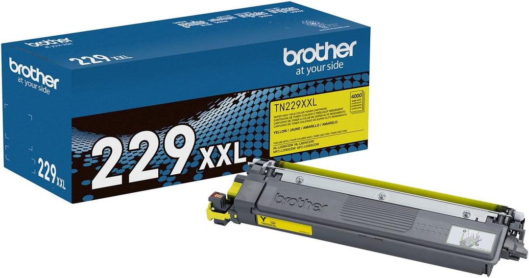 Brother Genuine TN229XXLY Yellow Super High Yield Printer Toner Cartridge - Print up to 4,000 Pages (1), Compatible with HL-L3295CDW, HL-L8245CDW, MFC-L3780CDW, and MFC-L8395CDW Printers