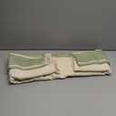 Softalker Outdoor Tablecloth Rectangle, Waterproof Linen Cotton Farmhouse Table Cloths with Tassel, Heavy Weight Wrinkle Free Boho Table Cover for Picnic Camping Dining - 55 x 84 Inch, Sage Lines