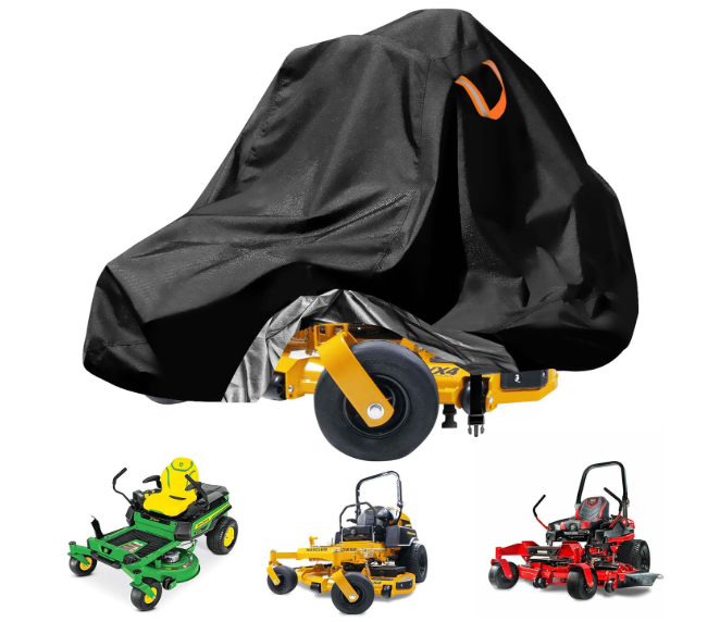 ZeroTurn Lawn Mower Covers,Waterproof Outdoor Riding Mower Cover,Fits up to 60" Decks Rider Lawnmower Tractor Storage Cover,Durable AntiUV 210D Polyester,Reflective Strips 79"Lx47"Wx55"H