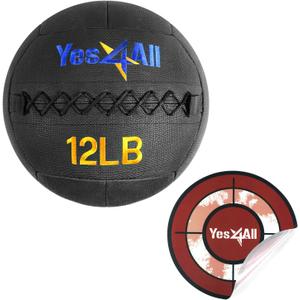 Yes4All 12 lb Wall Ball - Soft Medicine Ball/Wall Medicine Ball for Full Body Dynamic Exercises