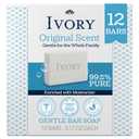 Ivory Gentle Bar Soap, Designed for Whole Family, 99.44% Pure Formula, Plant-Based Cleanser, Made Without Heavy Perfumes, Parabens & Phthalates, for All Skin Types, Original Scent, 3.17 oz (12 Count)