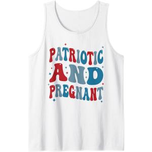 4th Of July Pregnancy Reveal Patriotic Pregnant Baby Shower Tank Top, S