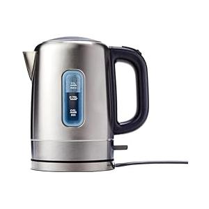 Amazon Basics Electric Stainless Steel Kettle for Tea and Coffee, BPA-Free, Fast Boiling, Auto Shut-Off, 1.1 Quarts, 1500W, Black and Silver