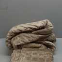 RECYCO Luxury Velvet Quilt King Size Bedding Set, Ultra Soft Velvet Comforter Set, Lightweight Quilted Channel Box Stitch Oversized Bedspread Coverlet for All Season, with 2 Shams, Natural Tan