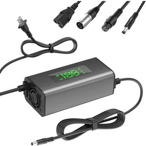 SGS Certified 42V 2A Electric Bike Charger with LED Charging Display (1-100%), Universal with 4 Connections for 36V Li-ion Battery Hoverboard Charger, for Xiaomi Scooter Electric Bike Mobility Scooter