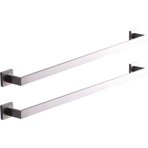 Bath Towel Bar, 32-Inch Towel Racks, Square Thicken Towel Holder, Wall Mounted Shower Towel Rail Hanger, Stainless Steel,Bathroom Accessories (Brushed Nickel, 2 Pack)
