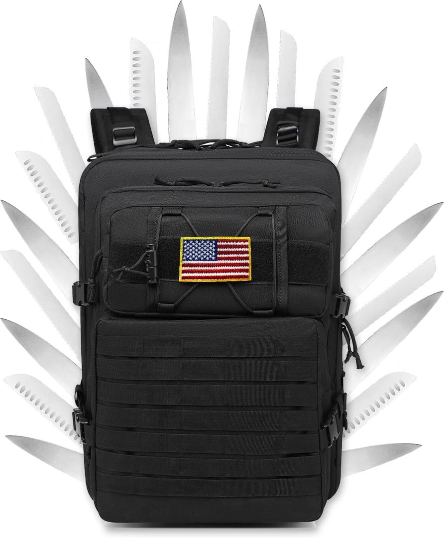 SDYSM Tactical Chef Knife Backpack Professional Knife Carrying Bag Travel Organizer Case with 30+ Pockets for Culinary Tools
